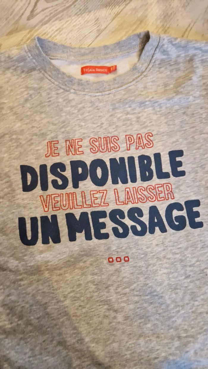 Sweat gris à message imprimé Tissaia 🤖 14 ans - photo numéro 2