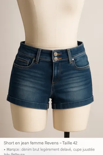 Short en jean femme revers – Taille 42