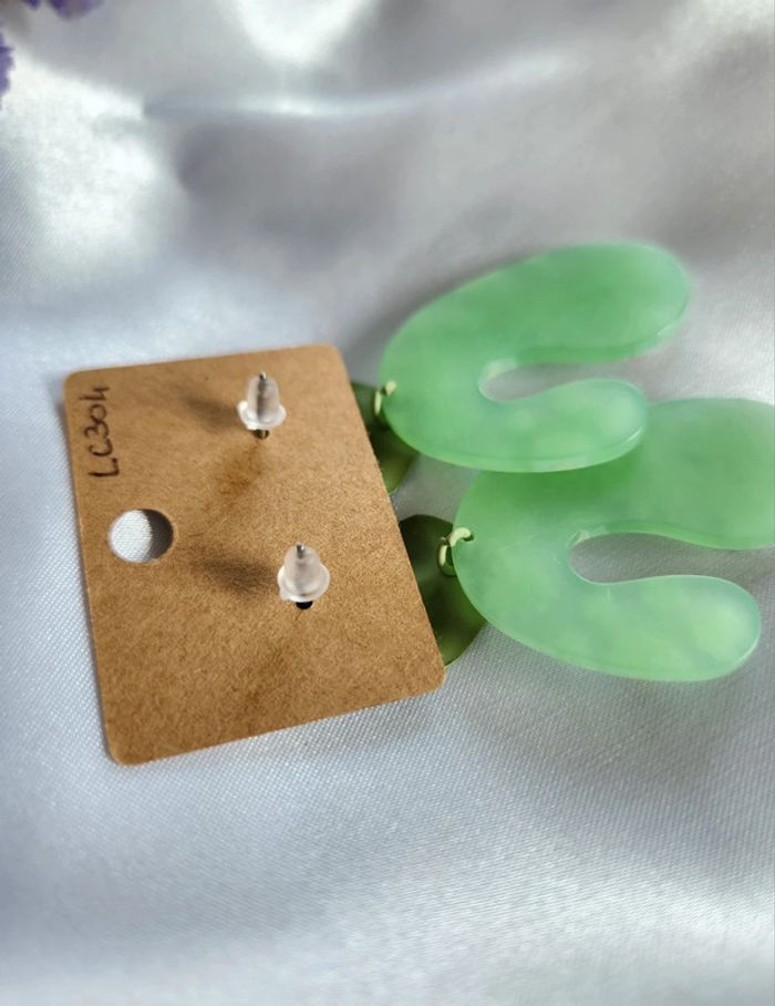 Boucles d'oreilles vert/menthe LC304 - photo numéro 3
