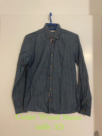 Chemise à manches longues bleu à rayures blanc neuf Cedar Wood State taille XS