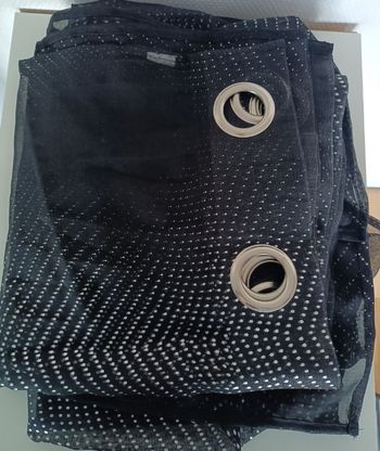 Lot de 2 grands rideaux noirs et argentés 