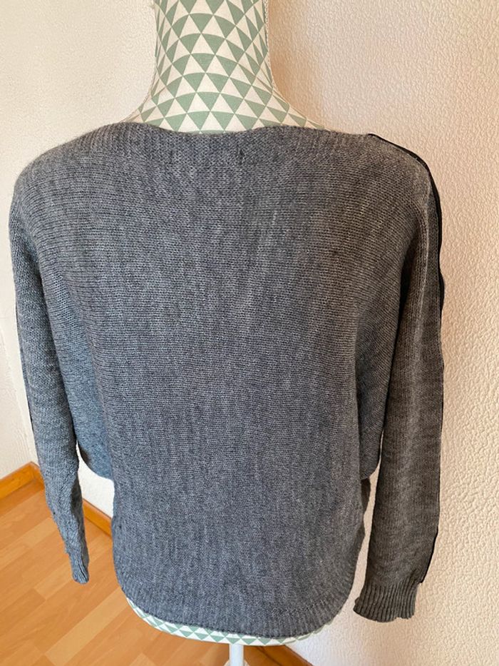 Pull gris manche chauve souris - photo numéro 2