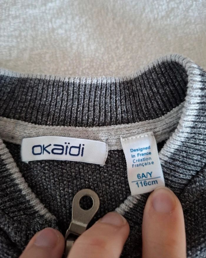 👦 6 ans gilet gris zippée dans capuche okaidi - photo numéro 6