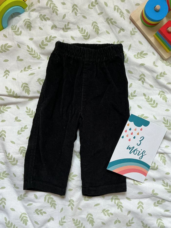 pantalon en velours noir taille élastique 3 mois - photo numéro 2