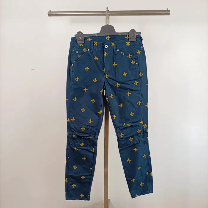 Pantalon Jean Fleur de lys dorées - coupe MID Boyfriend Gstar - taille 24L32 - 100% coton A386