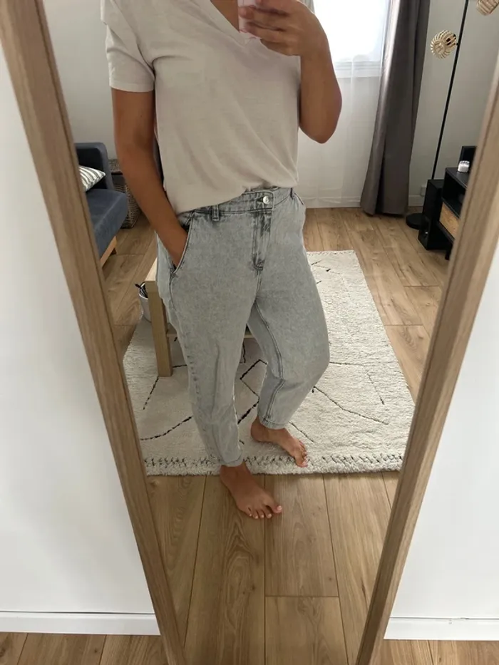 Jean mum gris clair