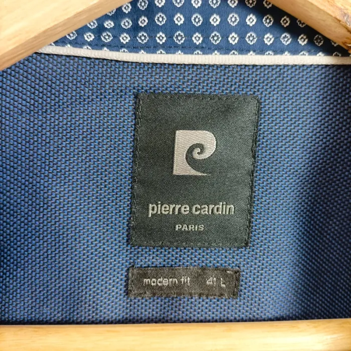 Chemise homme bleu foncé Pierre Cardin, col à motif, taille 41 1311 - photo numéro 8