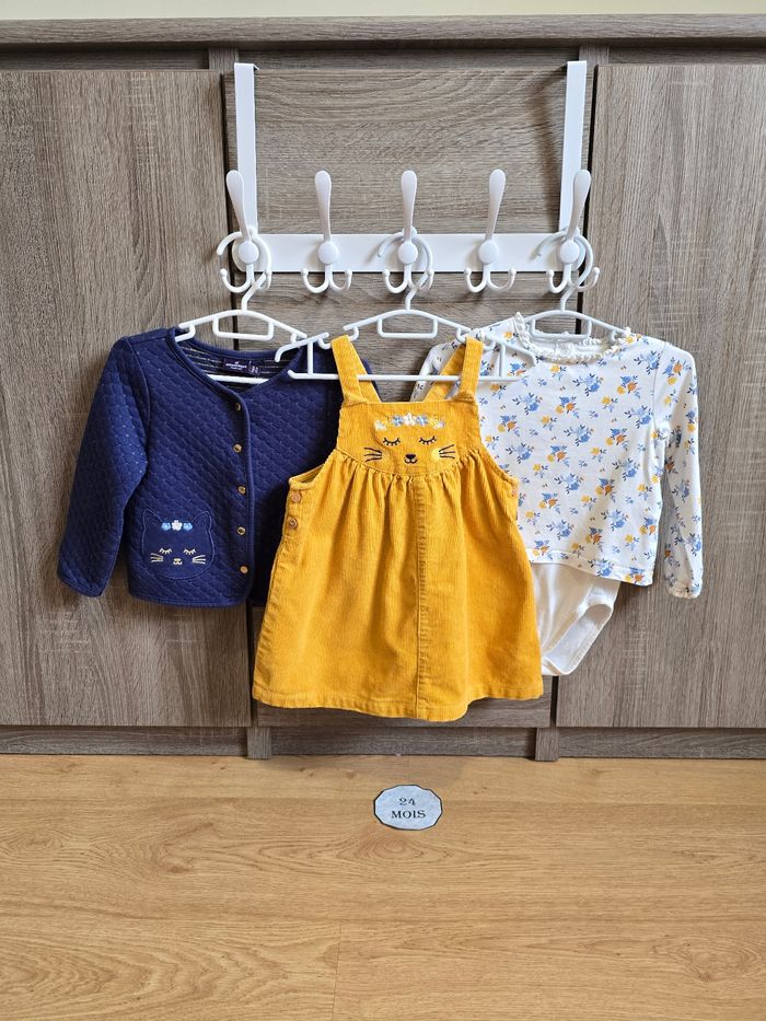 Vêtement Bébé Fille - Ensemble : Robe, body, gilet - Sergent Major - 24 mois 86 cm