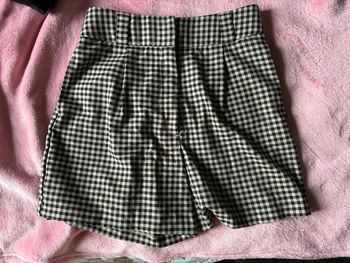 Short à carreaux taille haute marron et noir