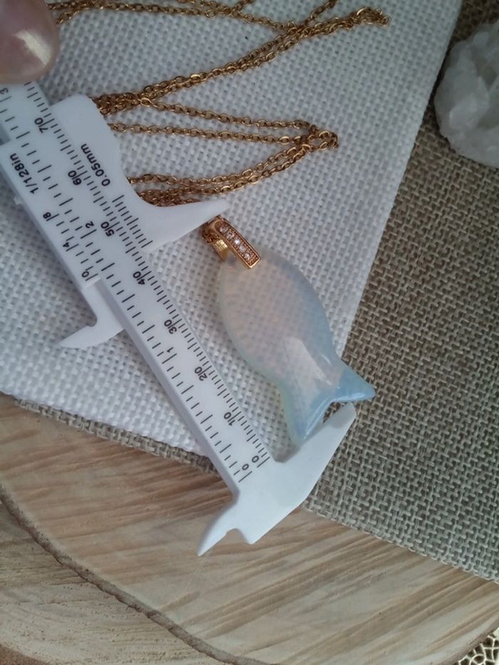 Collier sautoir bohème poisson pierre opaline - photo numéro 3