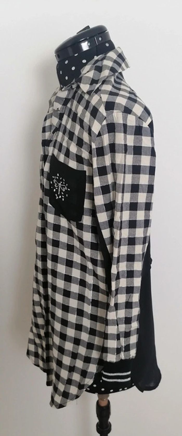 Chemise longue carreaux noir blanc Taille S La Mode est à Vous - photo numéro 7