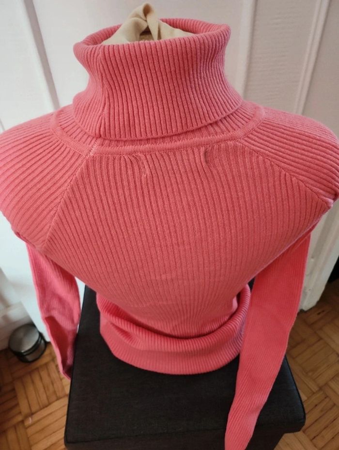 Pull col roulé coton rose - photo numéro 4