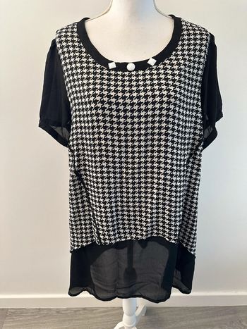 Blouse asymétrique oversize pied de poule noire et blanche T40 L