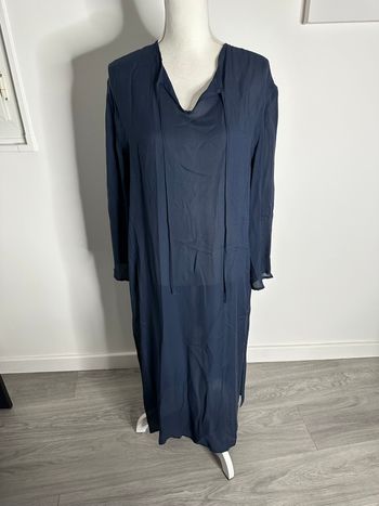 Robe longue transparente en soie bleue marine Cerruti 1881 T42 XL