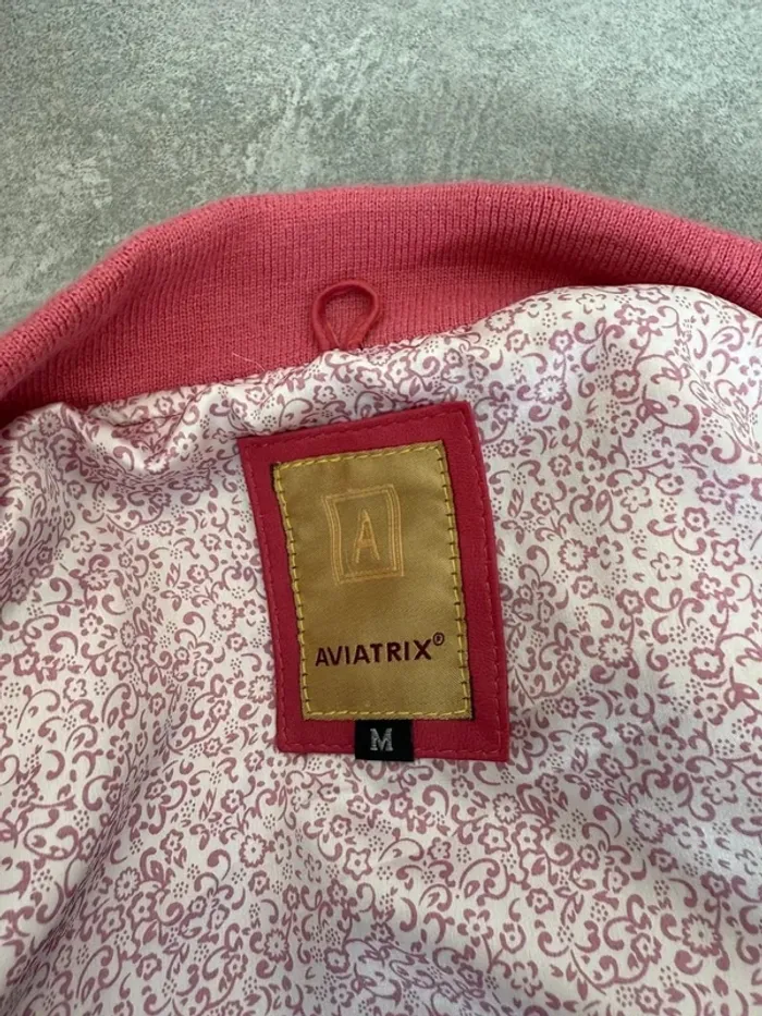 Veste bomber Aviatrix en cuir femme rose taille M très bon état - photo numéro 12