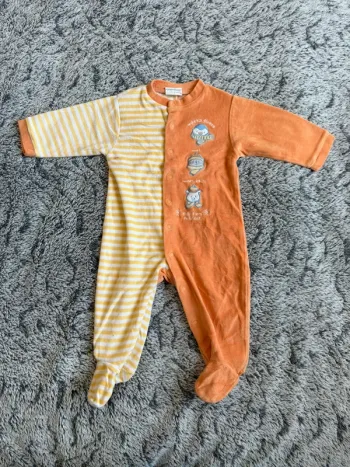 Pyjamas velours orange - 6 mois