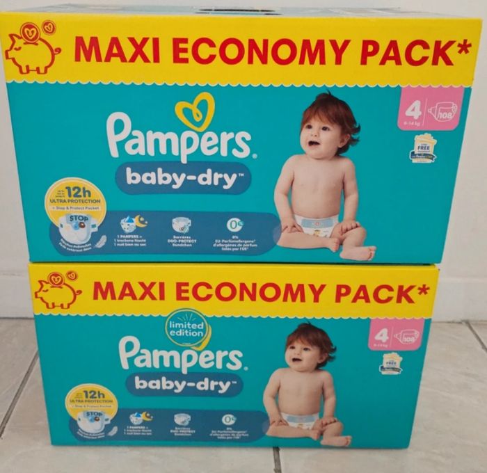 Pack de 216 couches Pampers baby dry taille 4