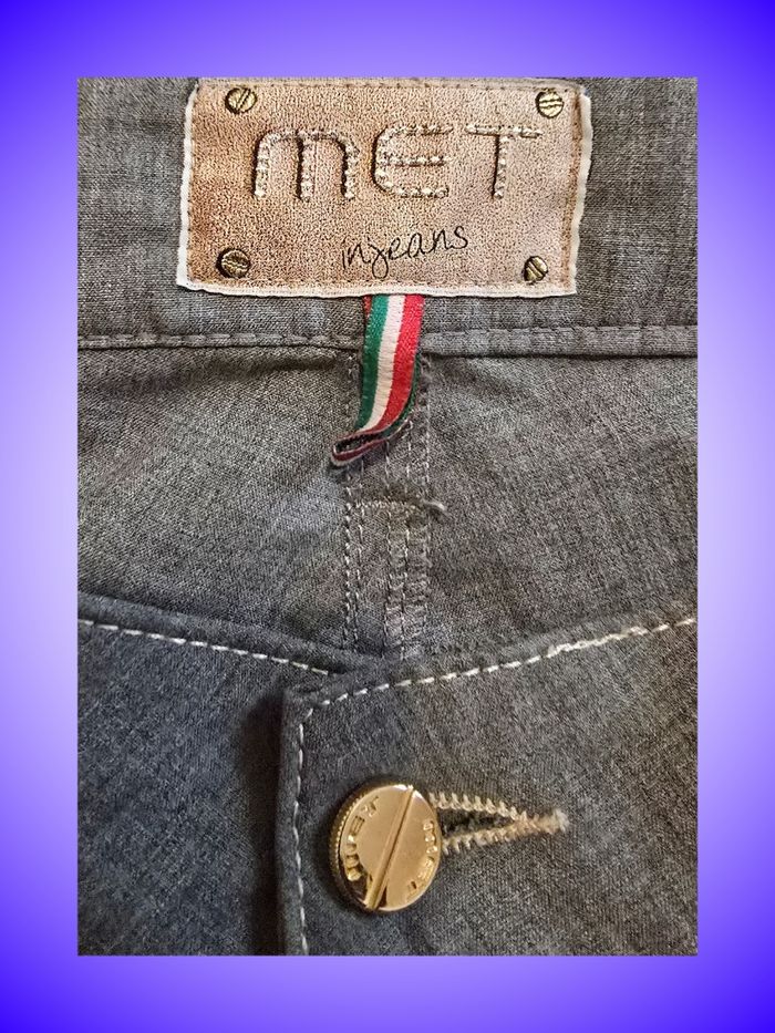 Jean Droit MET in Jeans – Gris Délavé – Taille 38 M – Made in Italy – Broderies Poches Arrière – Très Bon État - photo numéro 3