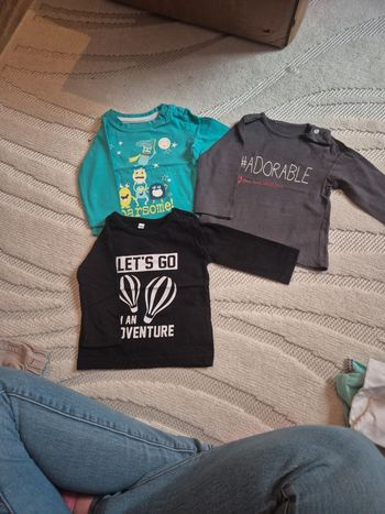 Lot de 3 maillot manche longue 62cm/3mois