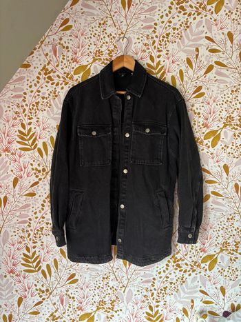 Veste en jean longue noir h&m