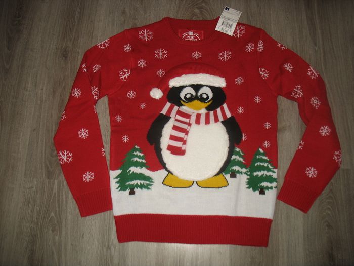 PULL ROUGE MOTIF DE NOËL "ARMAND THIERY" - NEUF - TAILLE S - n°01