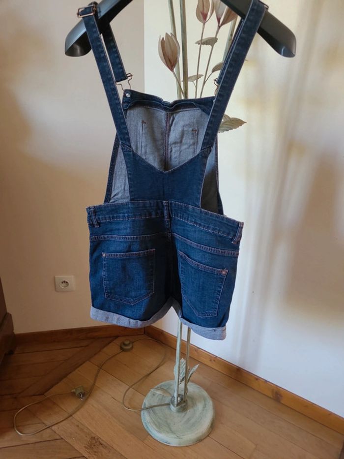 salopette short en jean camaieu taille 38 - photo numéro 2