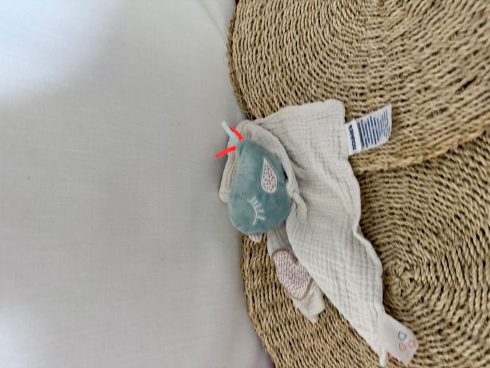 Oiseau NOUKIE'S doudou plat Charlie bleu et blanc - photo numéro 3