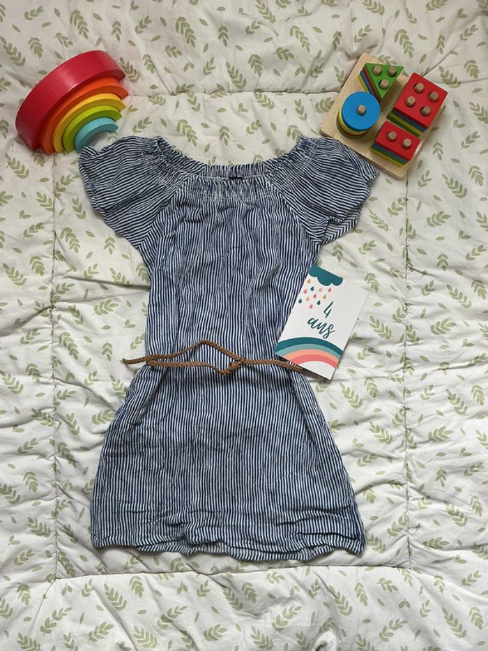 robe manches courtes rayé bleu et blanc 4 ans kiabi