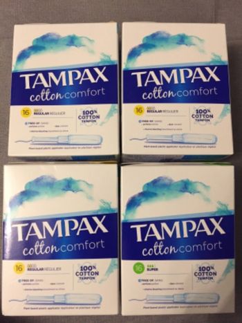 Lot de 4 boites de tampax « Cotton confort » NEUF