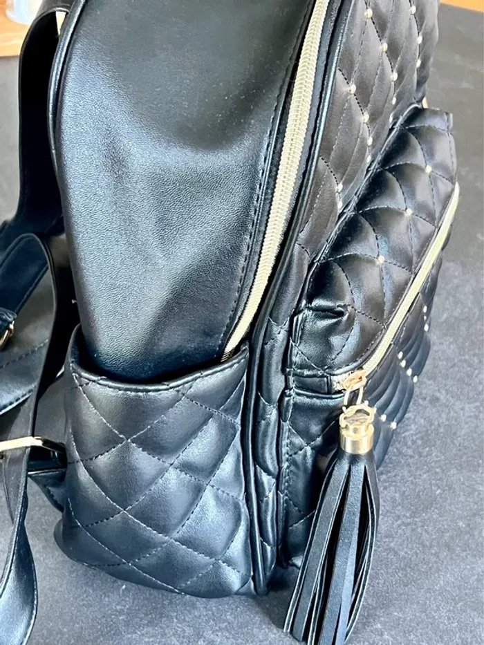 Sac à dos noir simili cuir - photo numéro 5