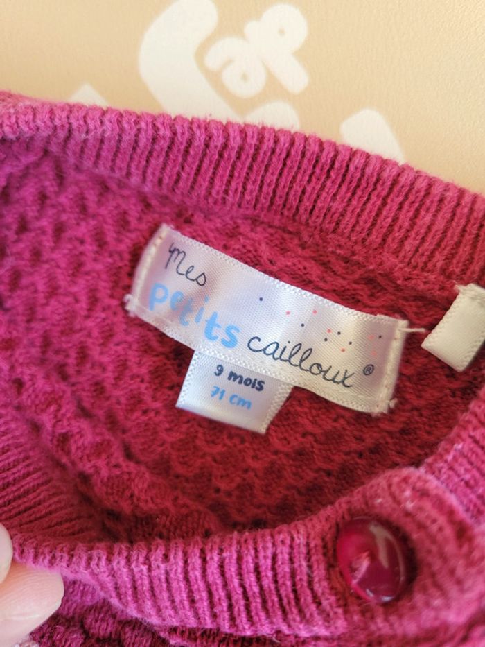 Pull en maille 9 mois tête de renard fleuries - photo numéro 2