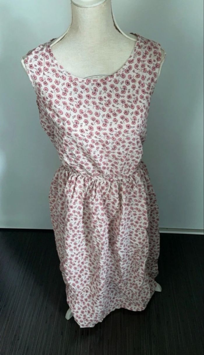ASSUILI - Robe fleurie en Soie et Coton - Taille 36 - Rose/Beige - Neuve - photo numéro 8