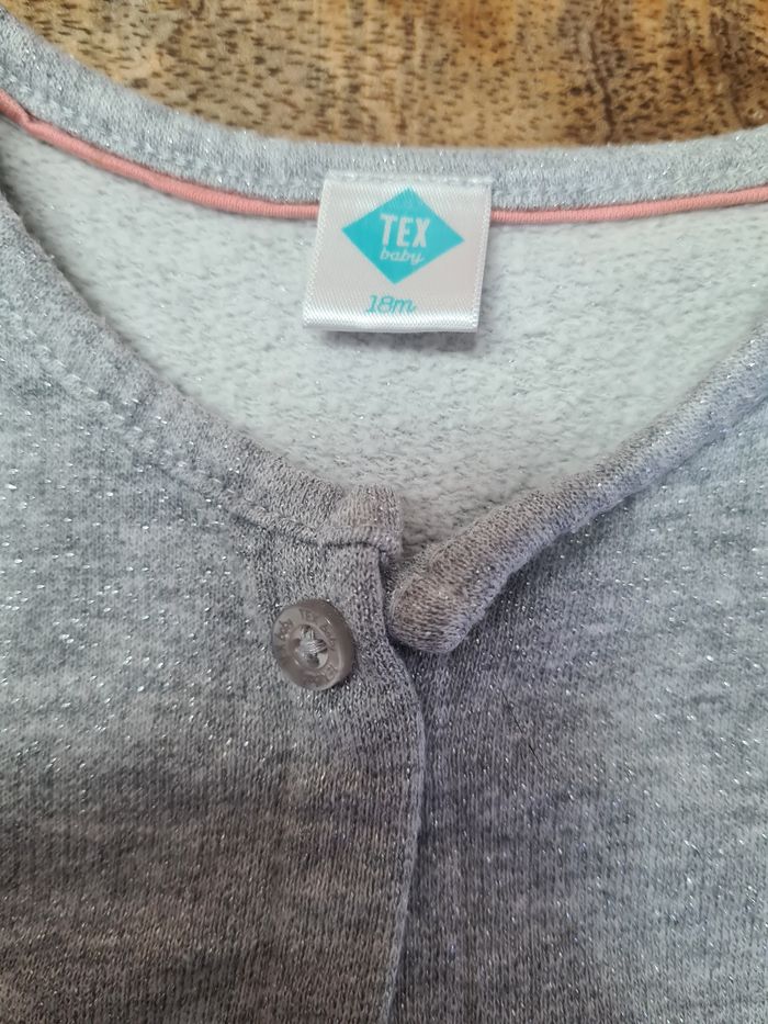 Gilet cardigan gris à paillettes 18 mois - photo numéro 2