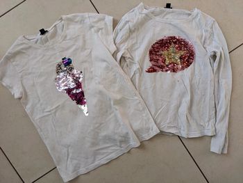 Lot de 2 t-shirts sequins fille 10 ans