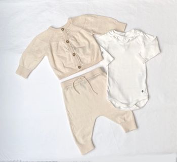 Ensemble laine 3 pièces Petit Bateau 3 mois: cardigan + pantalon + body