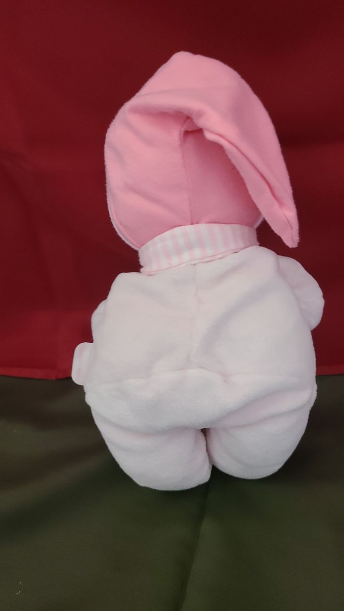 Doudou poupée poupon bébé rose echarpe rayé COROLLE 2012 - photo numéro 4