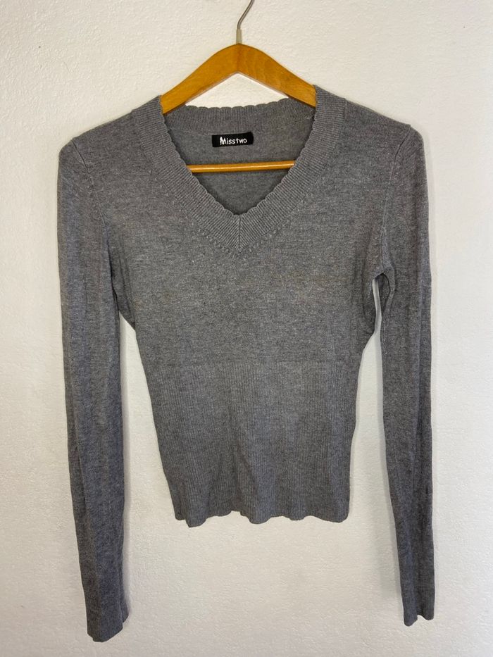 Pull en coton gris femme Miss two