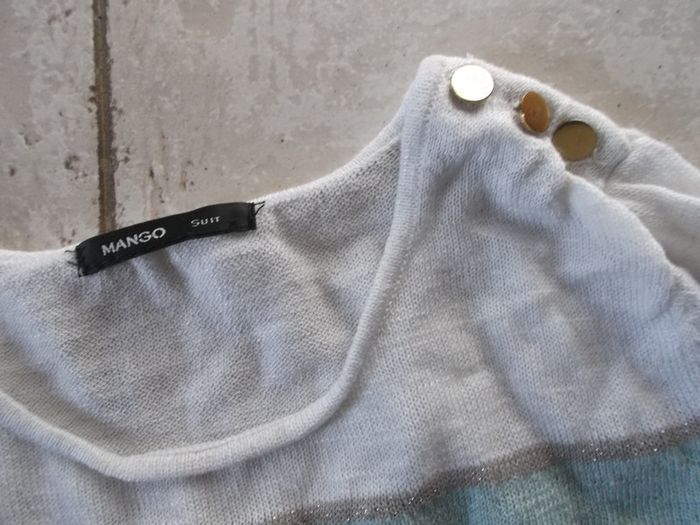 pull vert blanc rayures mango - photo numéro 2