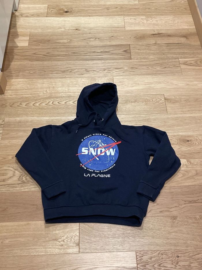 Sweat capuche marine La Plag’e taille 12 ans