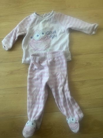 pyjama 2 pièces bébé fille 12 mois tex rose velours ensemble chaud motif rigolo cocooning 
