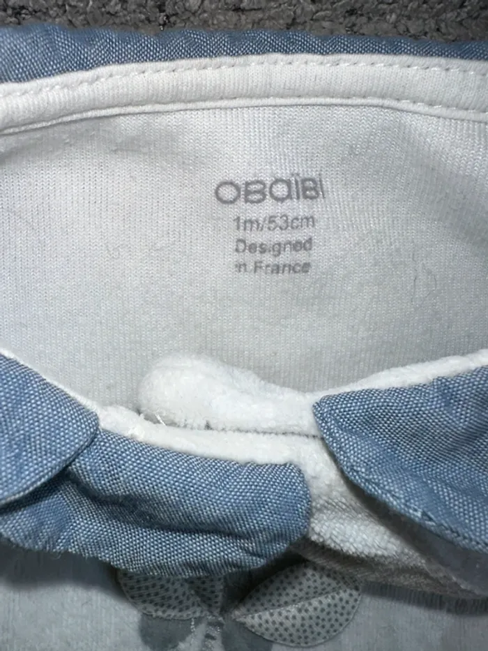 Pyjama grenouillère velours blanc motifs libellule Obaïbi - photo numéro 2