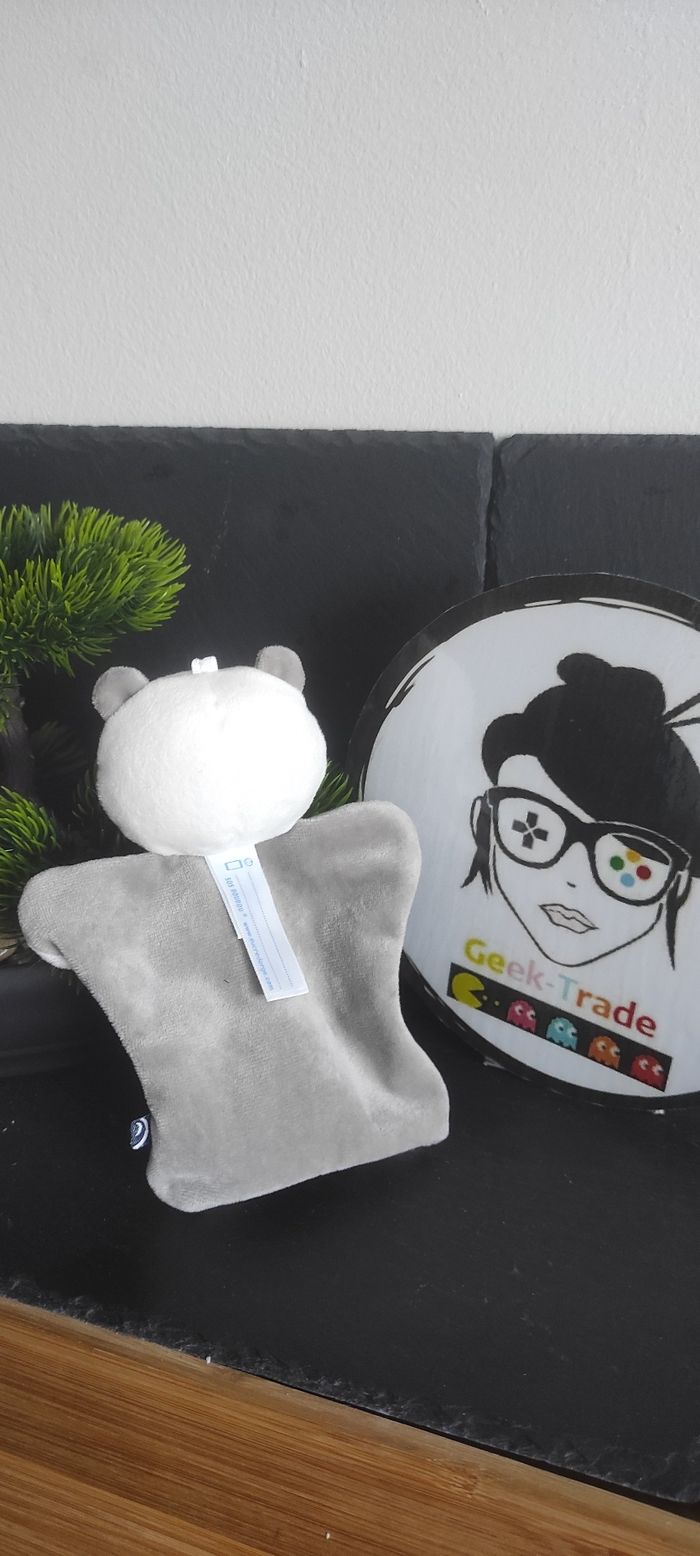 doudou panda sucre d'orge set naissance edon gris blanc orange patte Empreinte - photo numéro 2