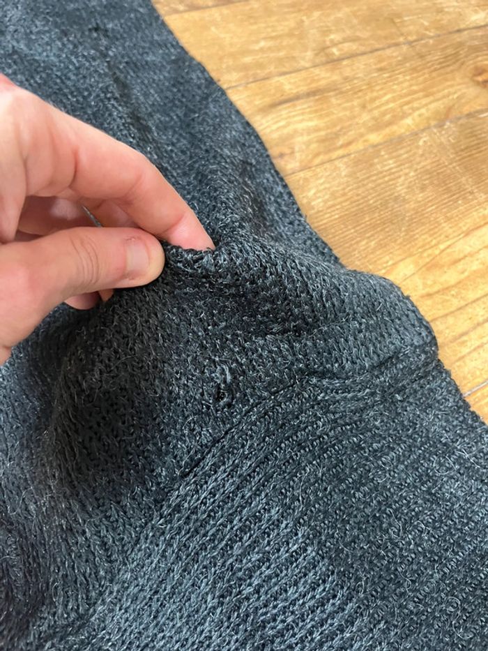 Pull maille vintage motifs noir gris L - photo numéro 12