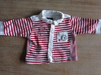 Chemise rayée rouge et blanche bébé 3 mois
