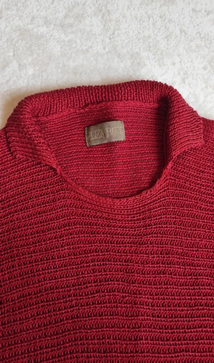 Magnifique pull Zuza Bart marque d'exception rouge terracotta 100% lin ample avec petit col - photo numéro 8