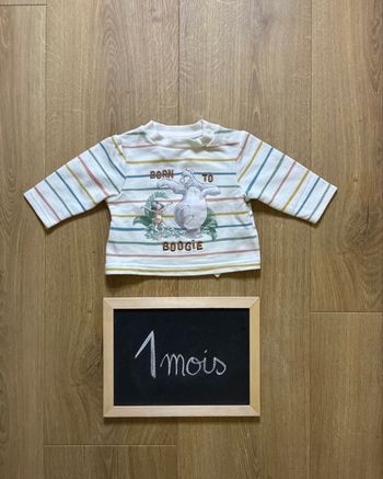 T-shirt manches longues Disney Baby 1 mois – Baloo & Mowgli, rayé multicolore