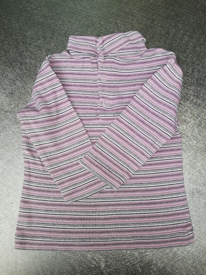Sous pull rayé ton mauve violet 9 mois fille kidkanai - photo numéro 3