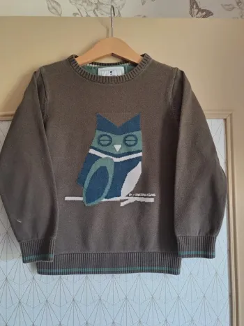 Pull rare Pataugas garçon tbe 6 ans 1 mini décoloration manche se voit pas porté