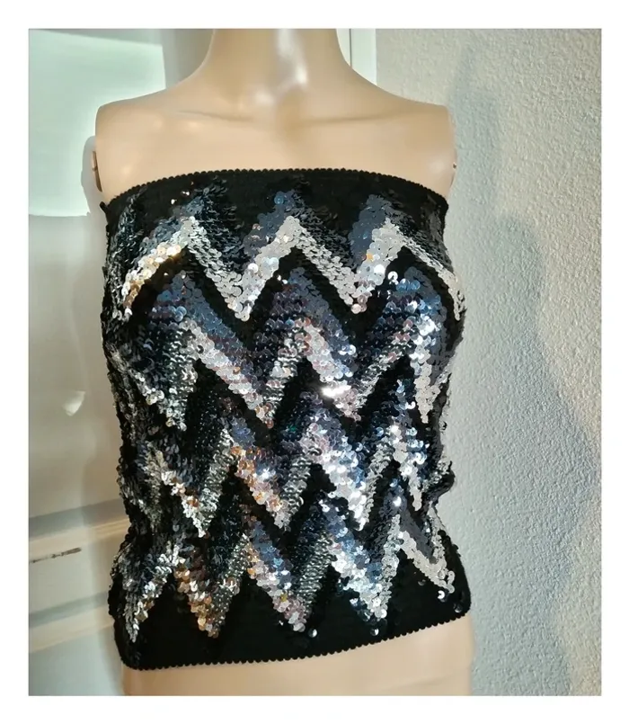 Top à sequins noir et argent Sweewë neuf