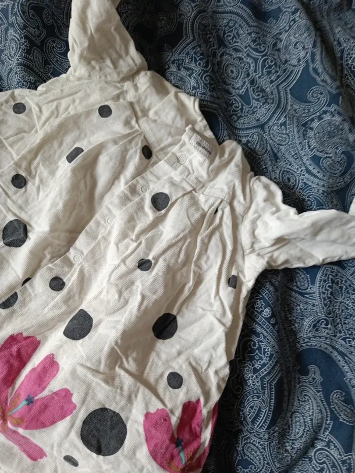 Robe manches longues catimini 9 mois blanche fleurs roses - photo numéro 6